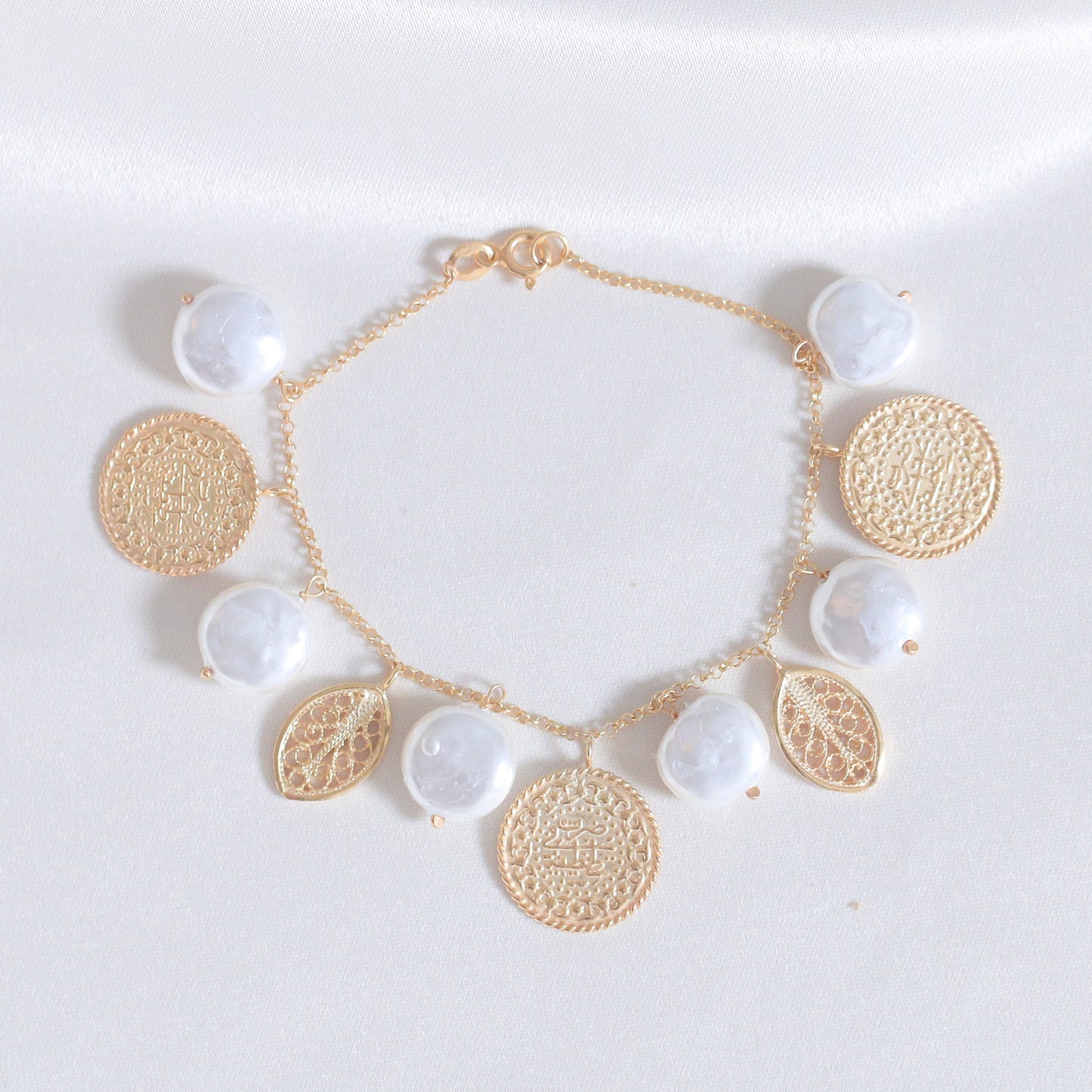 Ottoman 3 Lira & Filigree Bracelet (Big Pearls Gems)