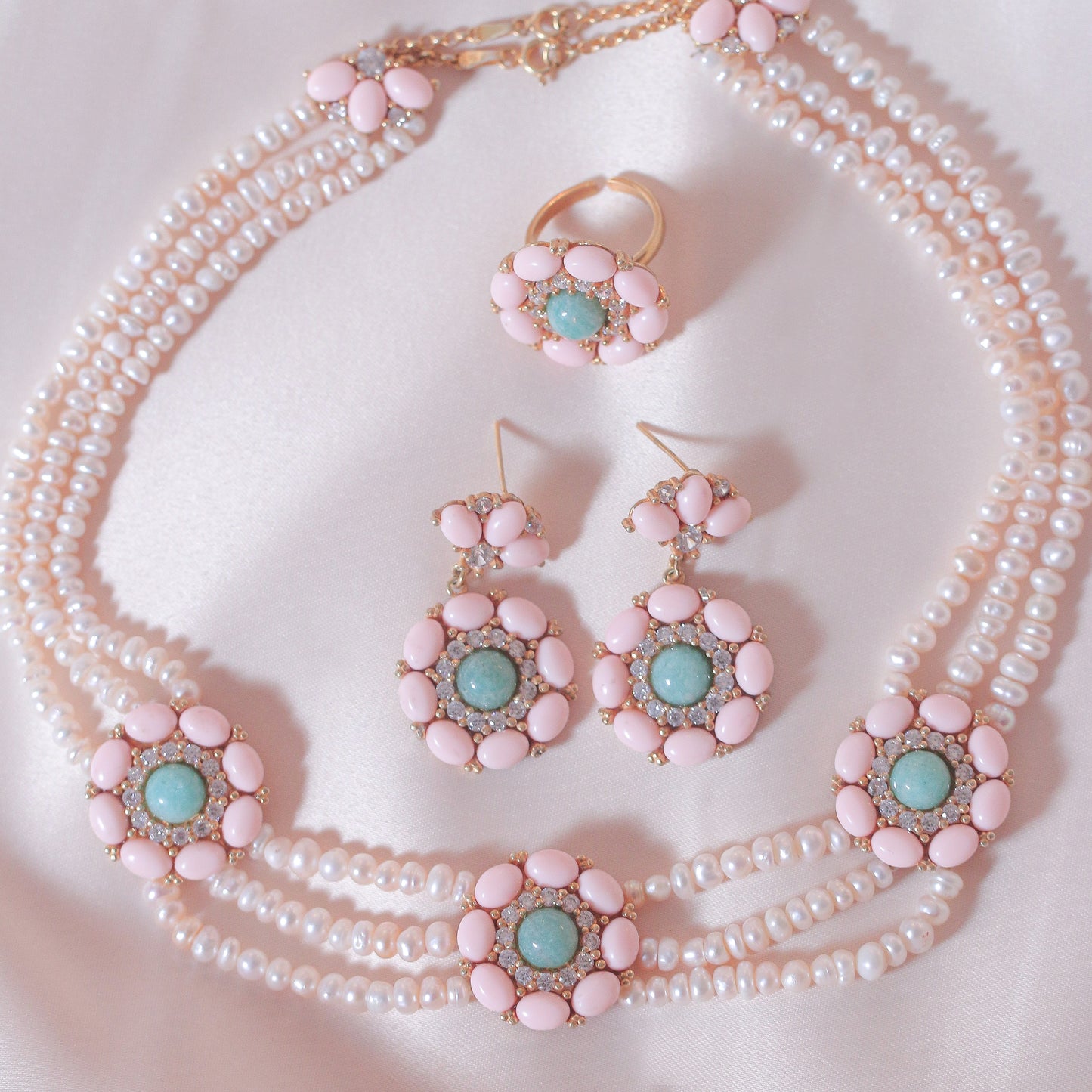 Amazonite & Corals Pearl Full Set