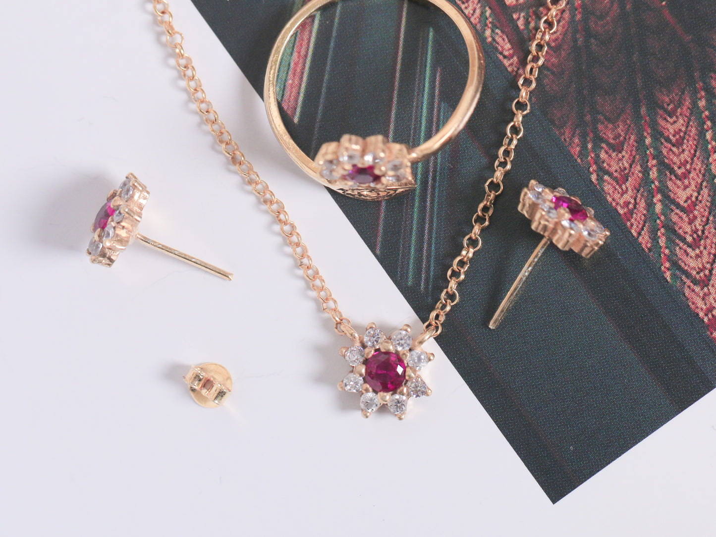 Halo Red Zircon Pendant
