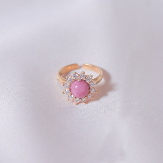 Rhodonite Halo Ring