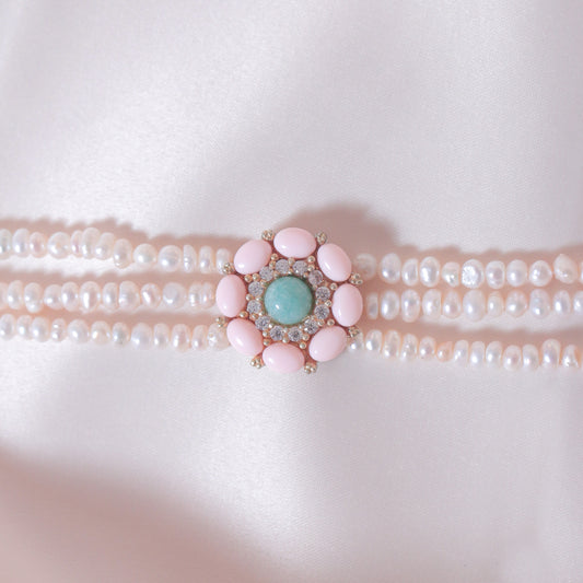 Amazonite & Corals Pearl Bracelet