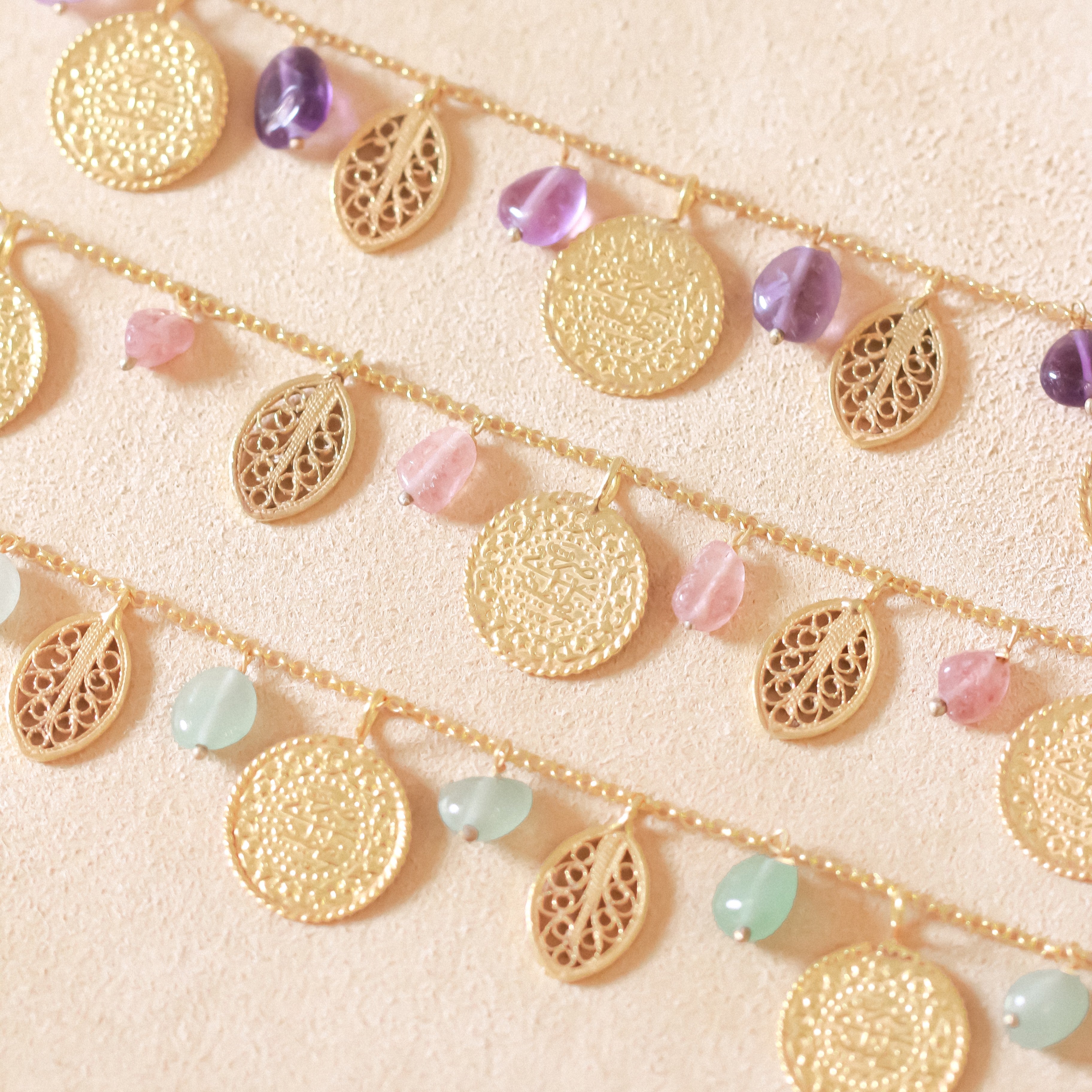 Ottoman 3 Lira & Filigree Bracelet (Pink Quartz)