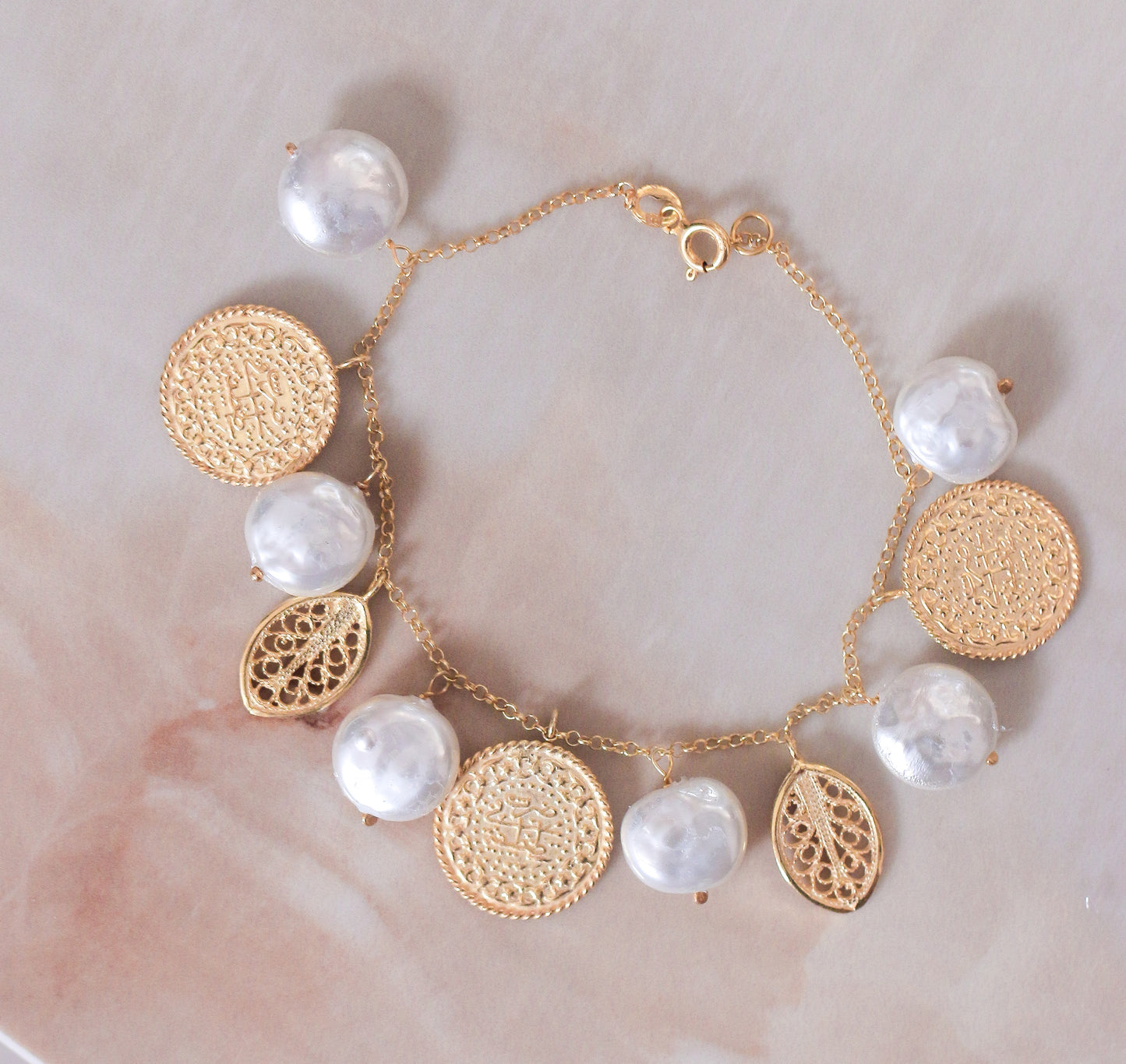 Ottoman 3 Lira & Filigree Bracelet (Big Pearls Gems)