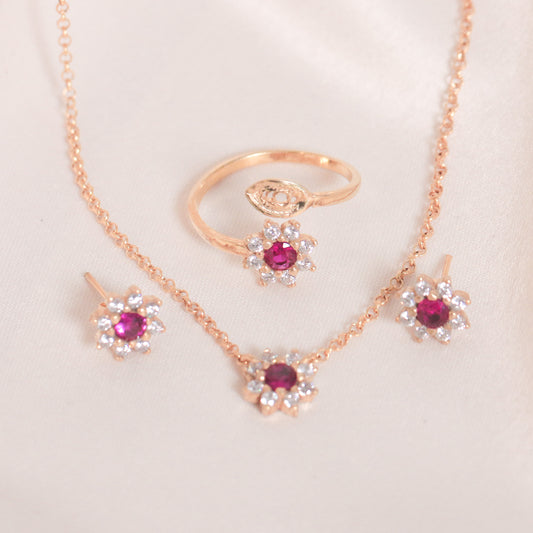 Halo Red Zircon Set
