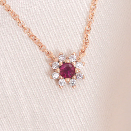 Halo Red Zircon Pendant