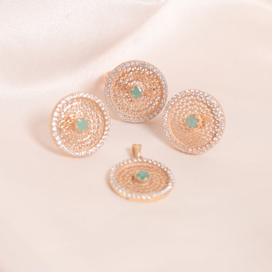 Min Emeralds With Zircon Set